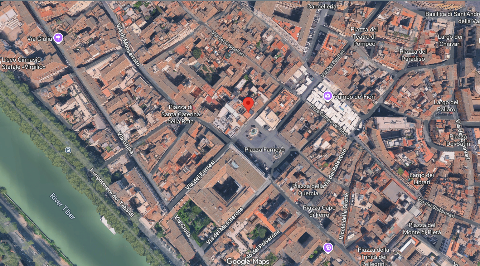 Mappa con sede dello Studio Casellato in Piazza Farnese 101, Roma